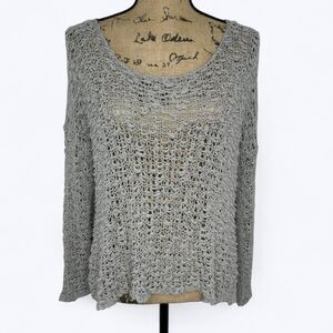 Nomadic Traders Loose Weave Sweater Sz M/L Gray Pullover Layering Slouchy Boho